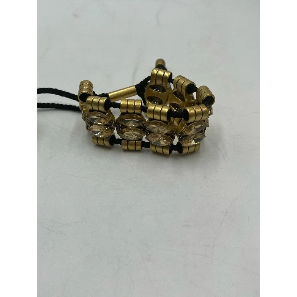 J. Crew Amber‎ Color Rhinestone Gold Tone Black Toggle Adjustable Bracelet